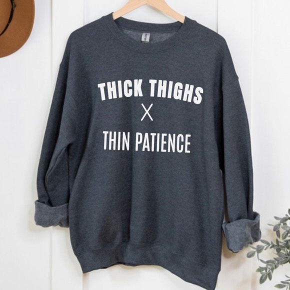 NEW Thick Thighs Slouchy Sweatshirt Oversized S-5X - Picture 2 of 4